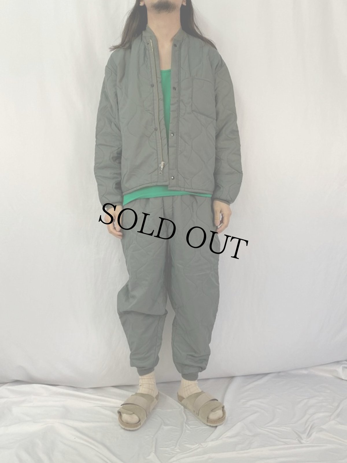 画像2: 90's U.S.AIRFORCE CWU-9/P キルティングナイロンジャケット/キルティングパンツ SETUP LARGE (2)