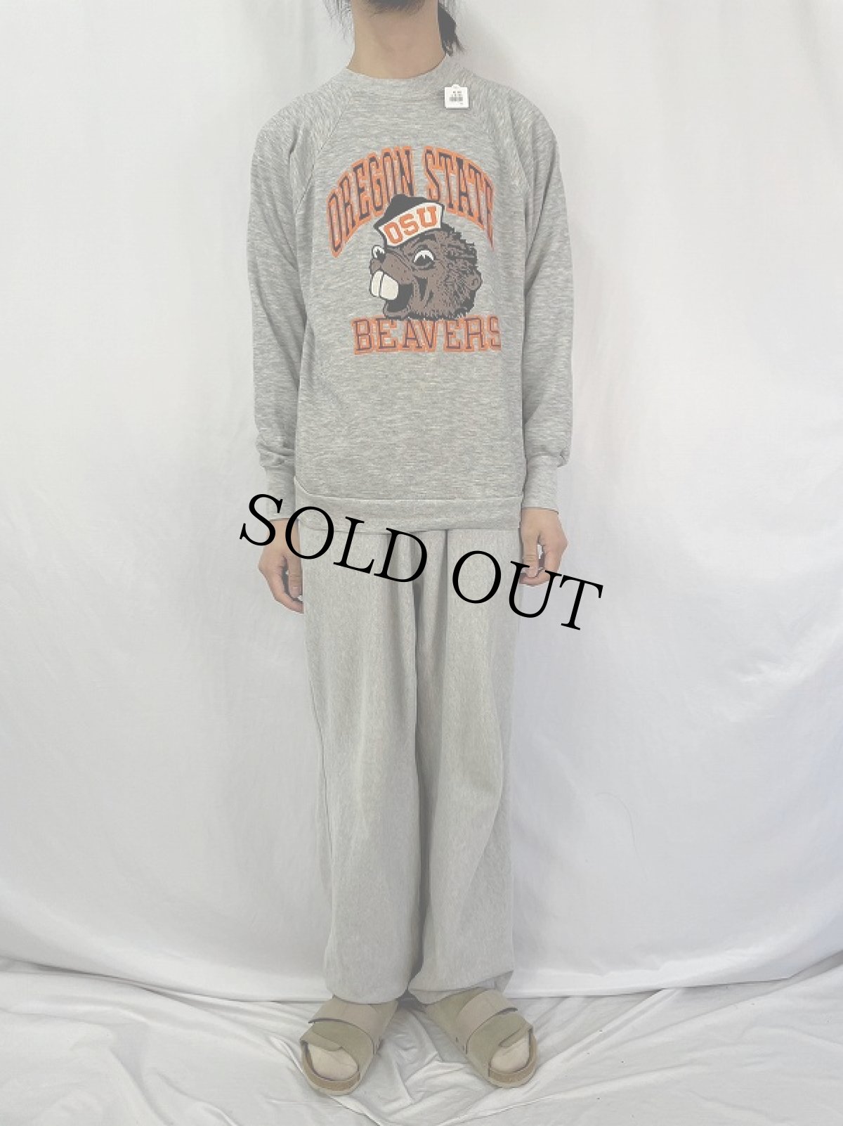 画像2: 80's USA製 "OSU OREGON STATE BEAVERS" プリントスウェット XL (2)