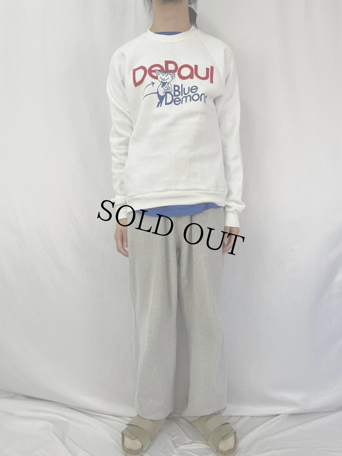 画像2: 80's USA製 "DePaul Blue Demons" ロゴプリントスウェット XL (2)