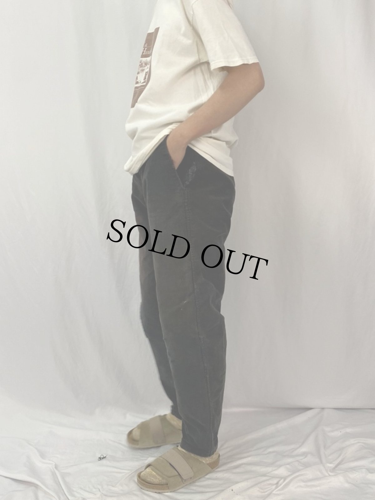 画像3: FRENCH ブラックモールスキン ワークパンツ W33 (3)