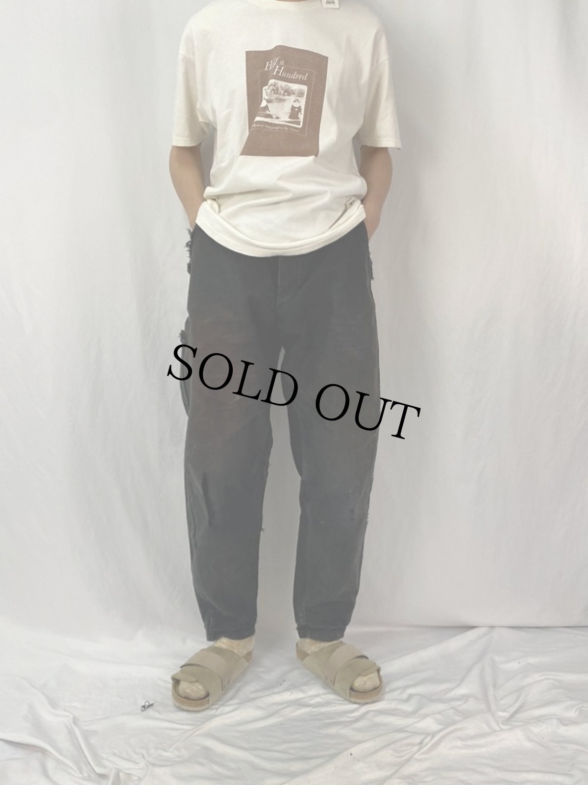 画像2: FRENCH ブラックモールスキン ワークパンツ W33 (2)