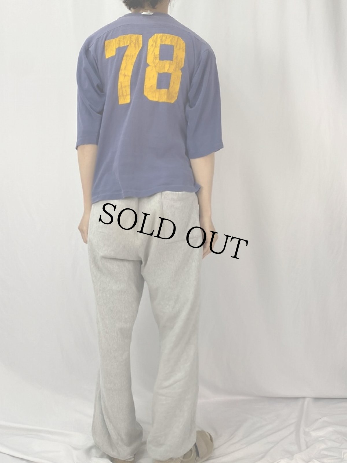 画像4: 70〜80's Champion バータグ USA製 "78" プリントフットボールTシャツ L (4)