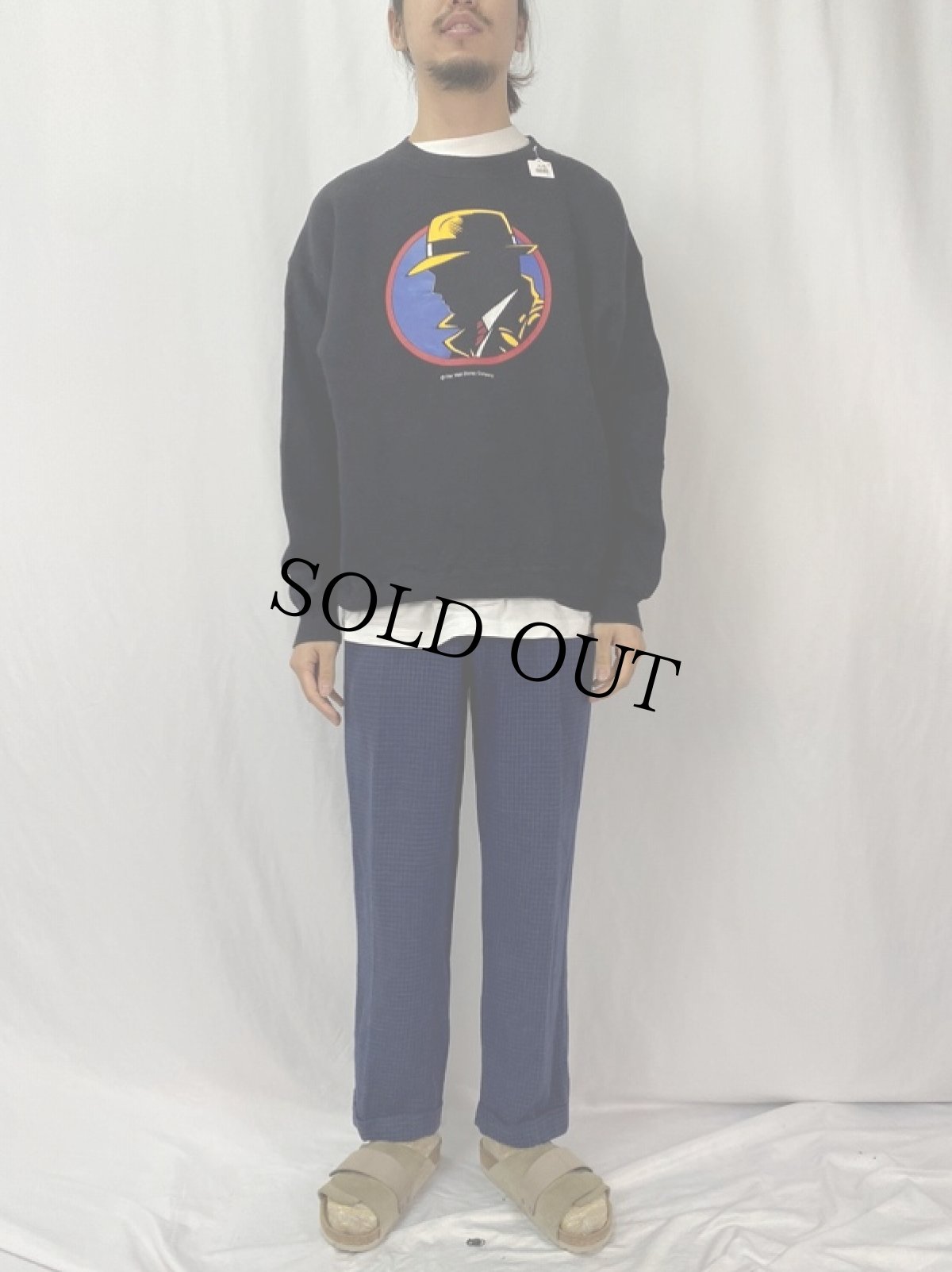 画像2: 90's Disney Dick Tracy USA製 キャラクタープリントスウェット BLACK XL (2)