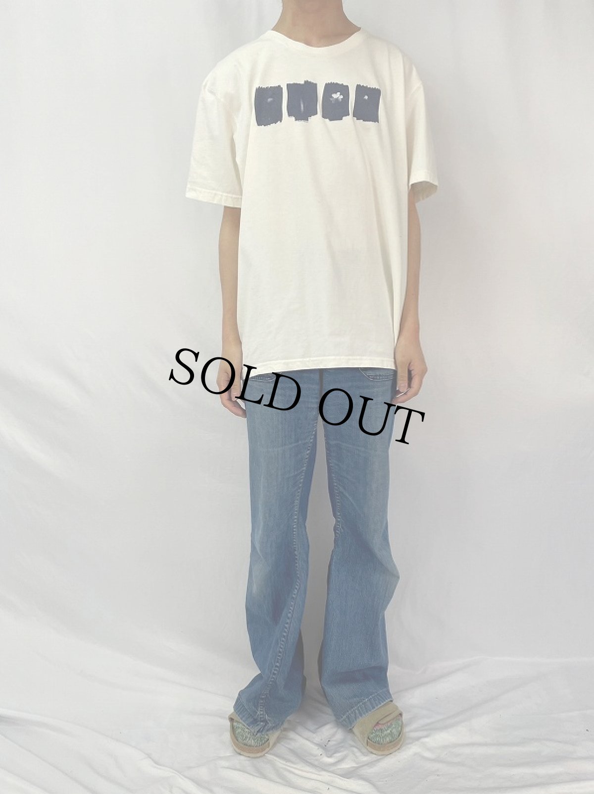 画像2: 90's〜 フラワーアートプリントTシャツ SIZE2 (2)