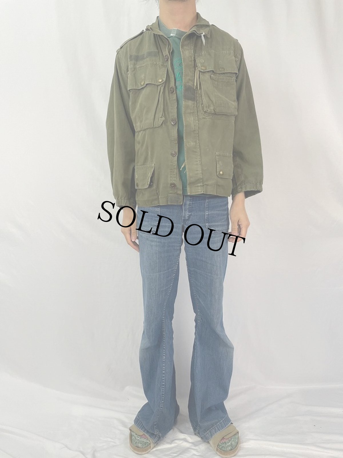 画像2: 60's FRENCH MILITARY HBT パラトルーパージャケット 2nd SIZE46 (2)