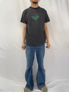 画像2: 80's ブート GUCCI ロゴ刺繍Tシャツ BLACK (2)