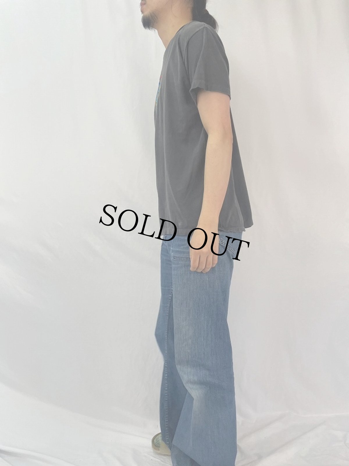 画像3: 80's ブート GUCCI ロゴ刺繍Tシャツ BLACK (3)