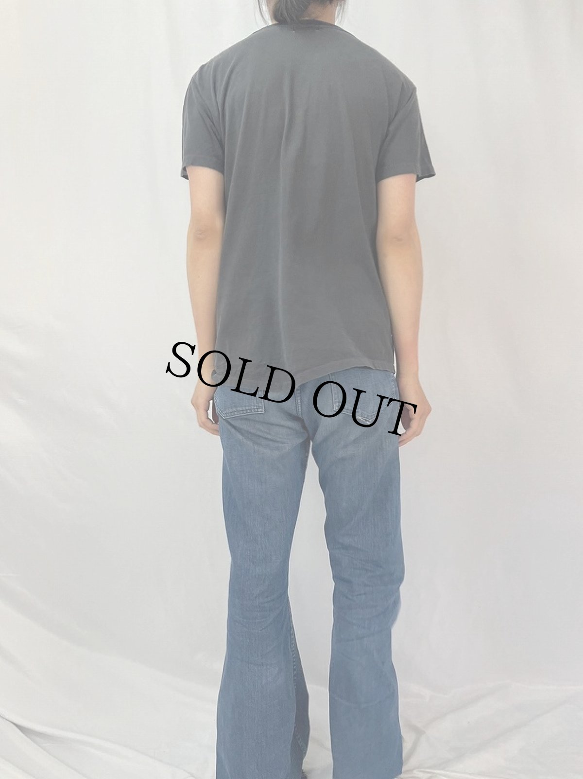 画像4: 80's ブート GUCCI ロゴ刺繍Tシャツ BLACK (4)