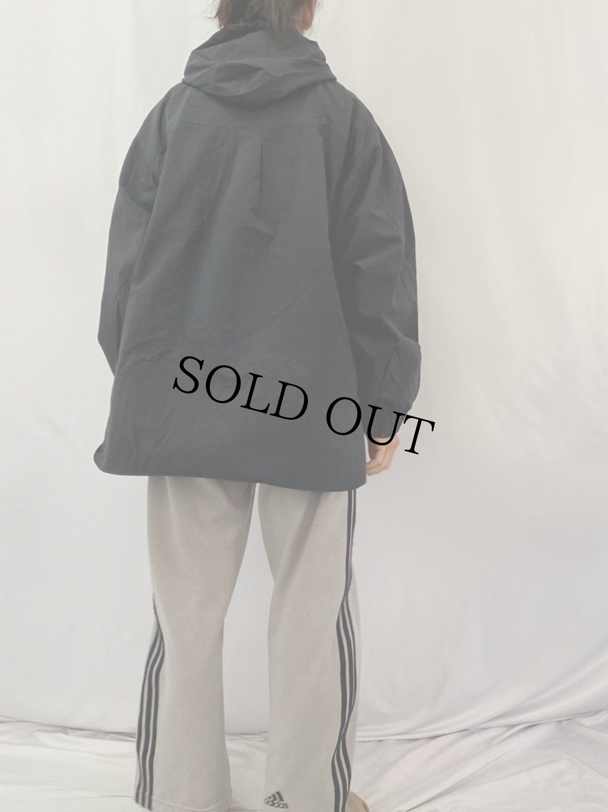 画像4: 90's adidas ナイロンアノラックパーカー BLACK L (4)