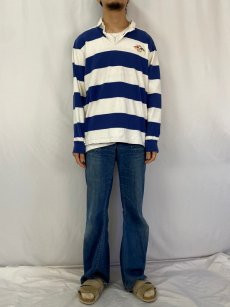 画像2: POLO Ralph Lauren "CUSTOM FIT" ボーダー柄 ロゴ刺繍 ラガーシャツ XL (2)
