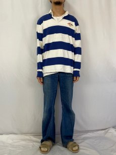 画像2: POLO Ralph Lauren "CUSTOM FIT" ボーダー柄 ロゴ刺繍 ラガーシャツ XL (2)