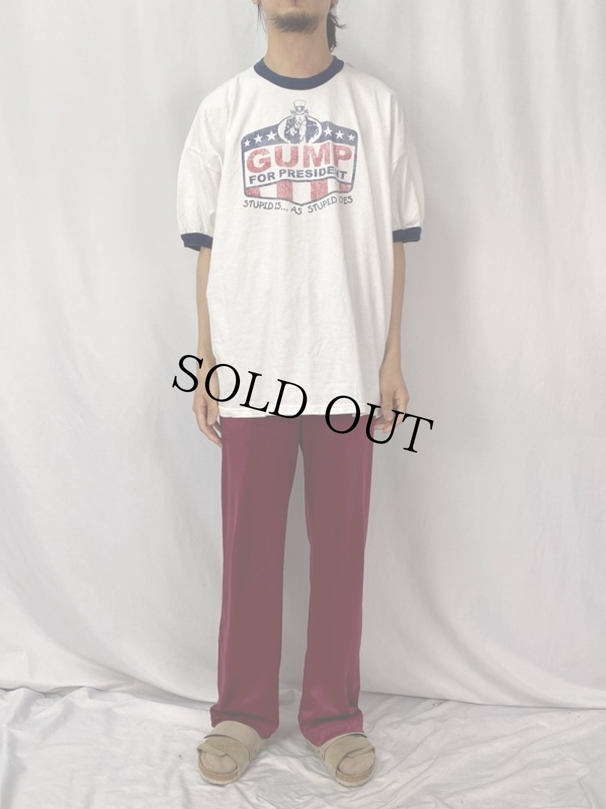 画像2: BUBBA GUMP SHRIMP "GUMP FOR PRESIDENT" プリントリンガーTシャツ 2XL (2)