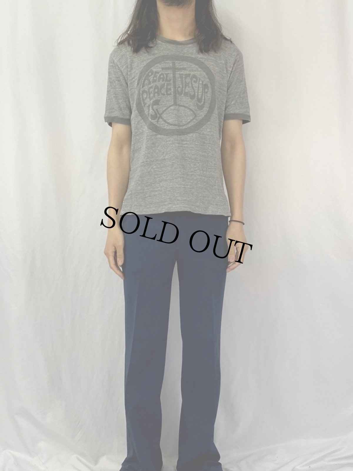 画像3: 70's "REAL PEACE IS JESUS" プリントリンガーTシャツ L (3)