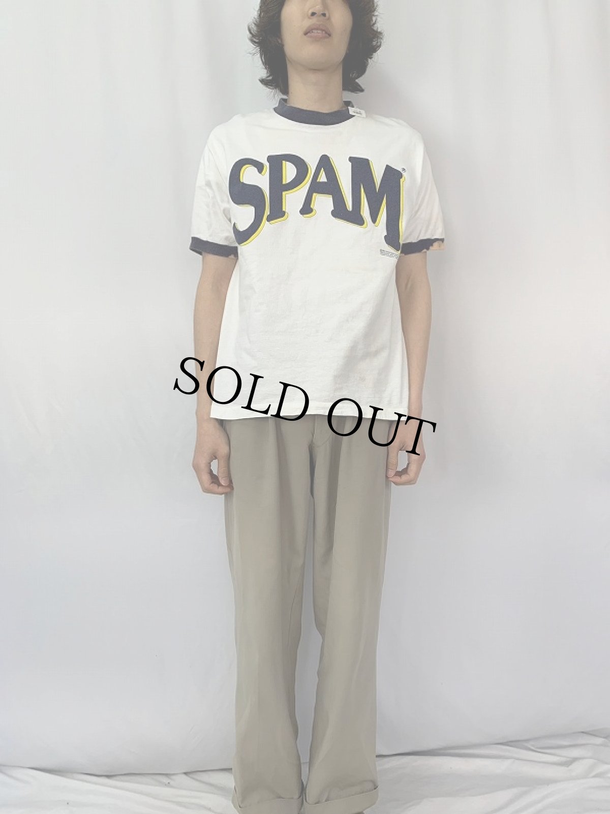 画像2: 90's SPAM USA製 プリントリンガーTシャツ L (2)