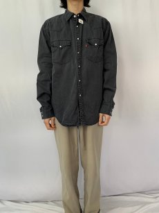 画像2: Levi's ブラックデニムウエスタンシャツ XL (2)