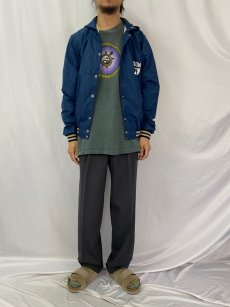 画像2: 90's Champion USA製 "BARONS" ウイングフットプリント フード付きナイロンスタジャン L (2)