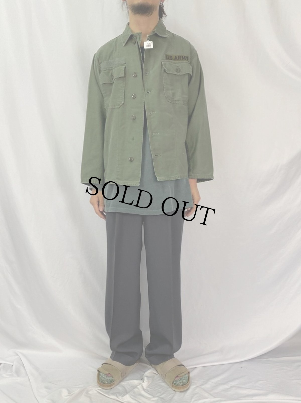 画像2: 60's U.S.ARMY パッチ付き ユーティリティシャツ 1st 後期 (2)