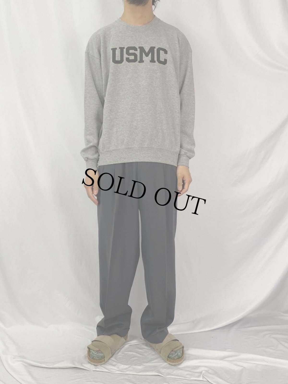 画像2: 80〜90's USMC USA製 ロゴプリントスウェット L (2)