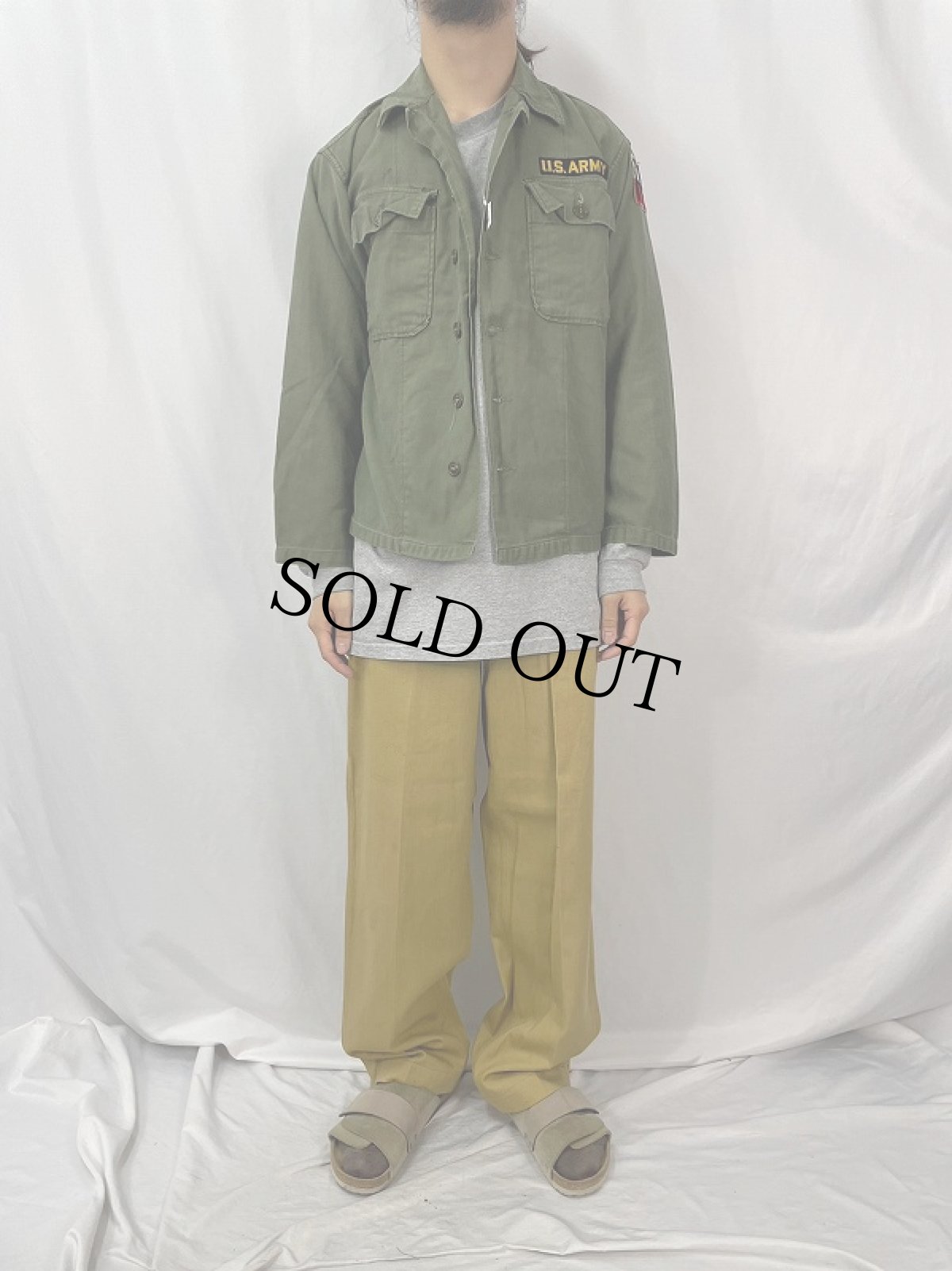画像2: 60's U.S.ARMY パッチ付き ユーティリティシャツ 1st 初期 (2)