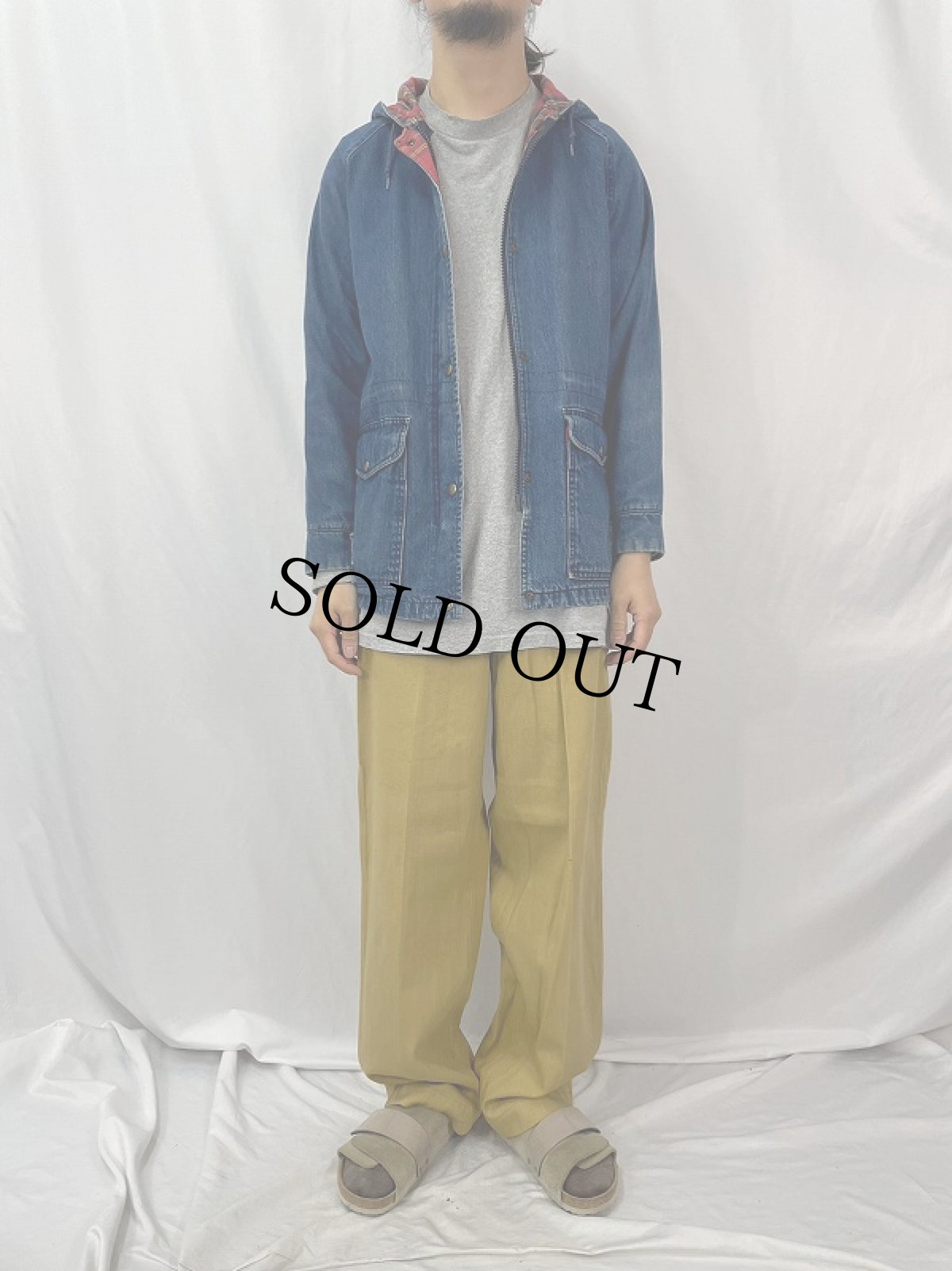 画像2: 80's L.L.Bean USA製 デニムフードコート M (2)