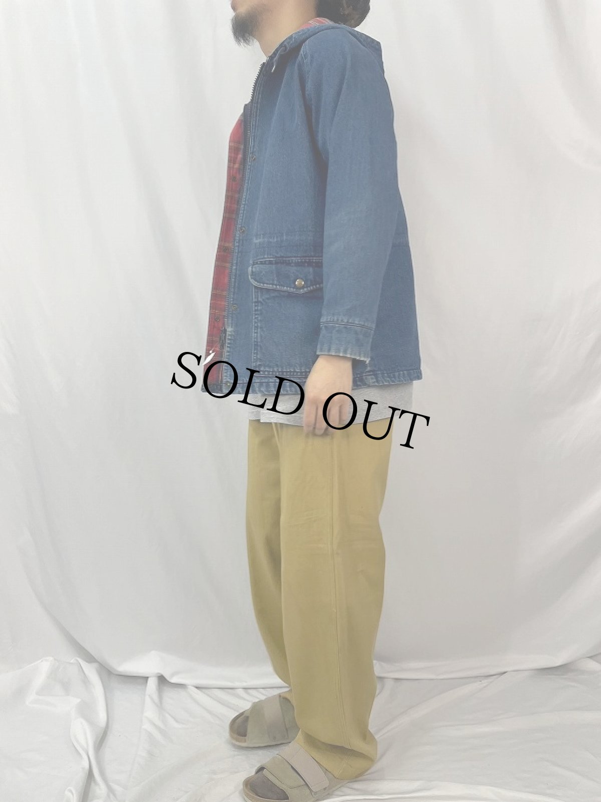 画像3: 80's L.L.Bean USA製 デニムフードコート M (3)