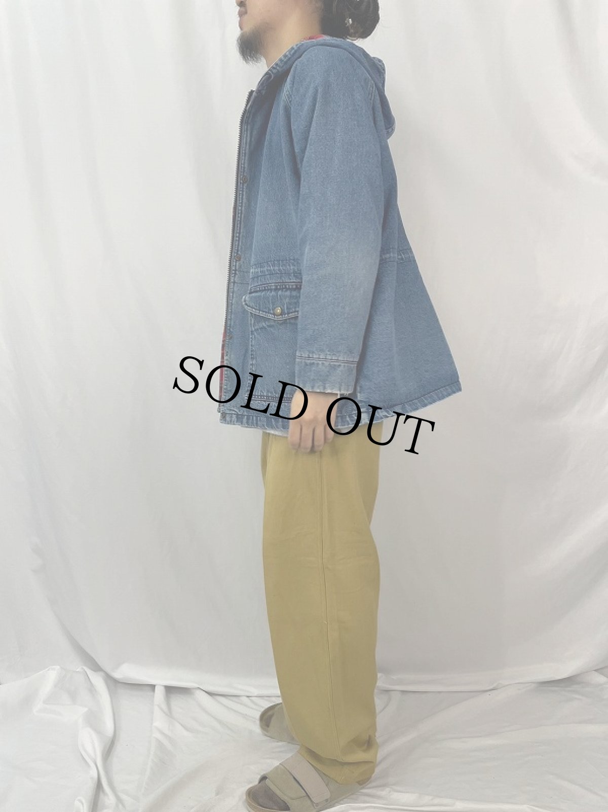 画像3: 80's L.L.Bean USA製 デニムフードコート L (3)