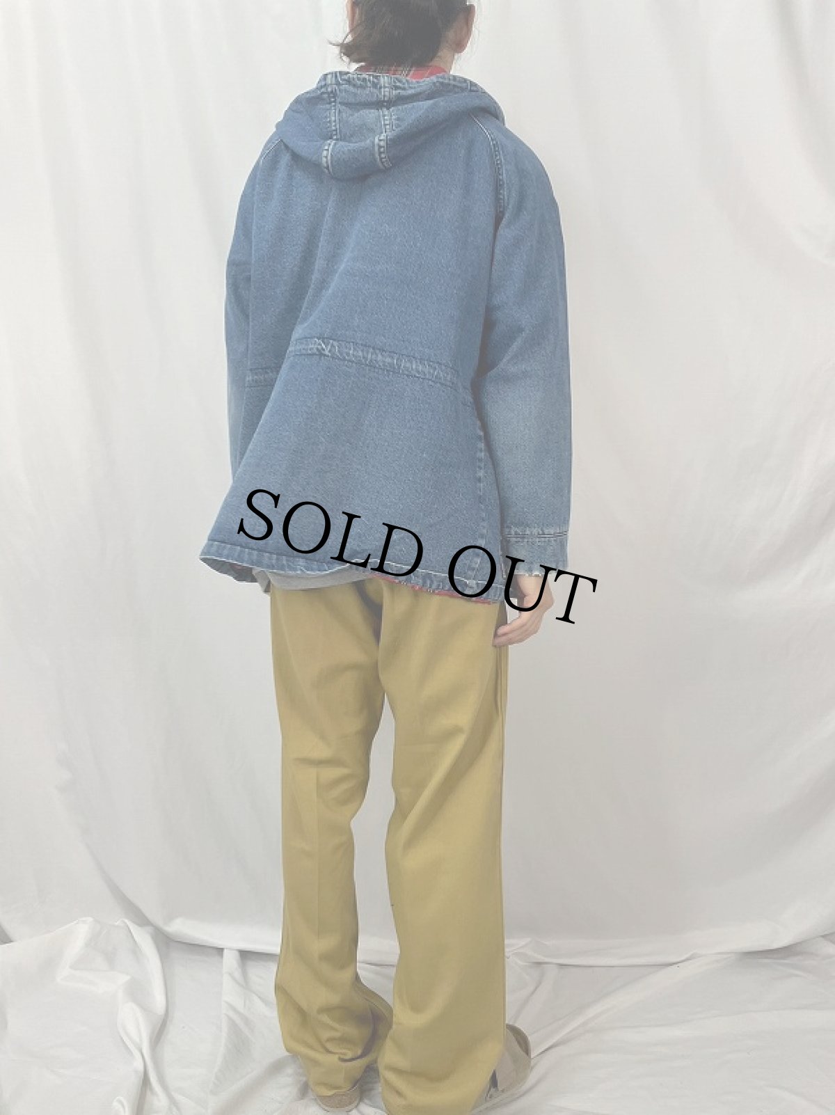 画像4: 80's L.L.Bean USA製 デニムフードコート L (4)