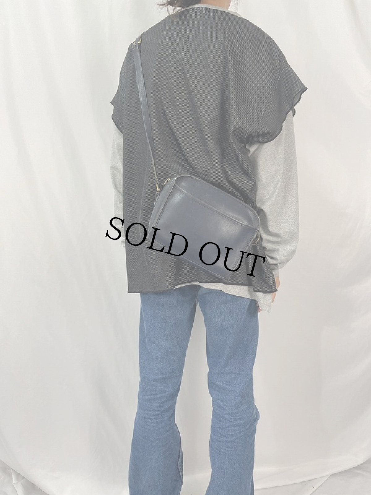 画像2: 90's COACH USA製 レザーショルダーバッグ NAVY (2)