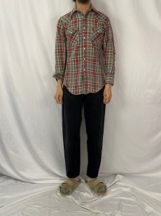 画像2: 70's Wrangler USA製 ヘビーネルウエスタンシャツ SIZE14 1/2 (2)