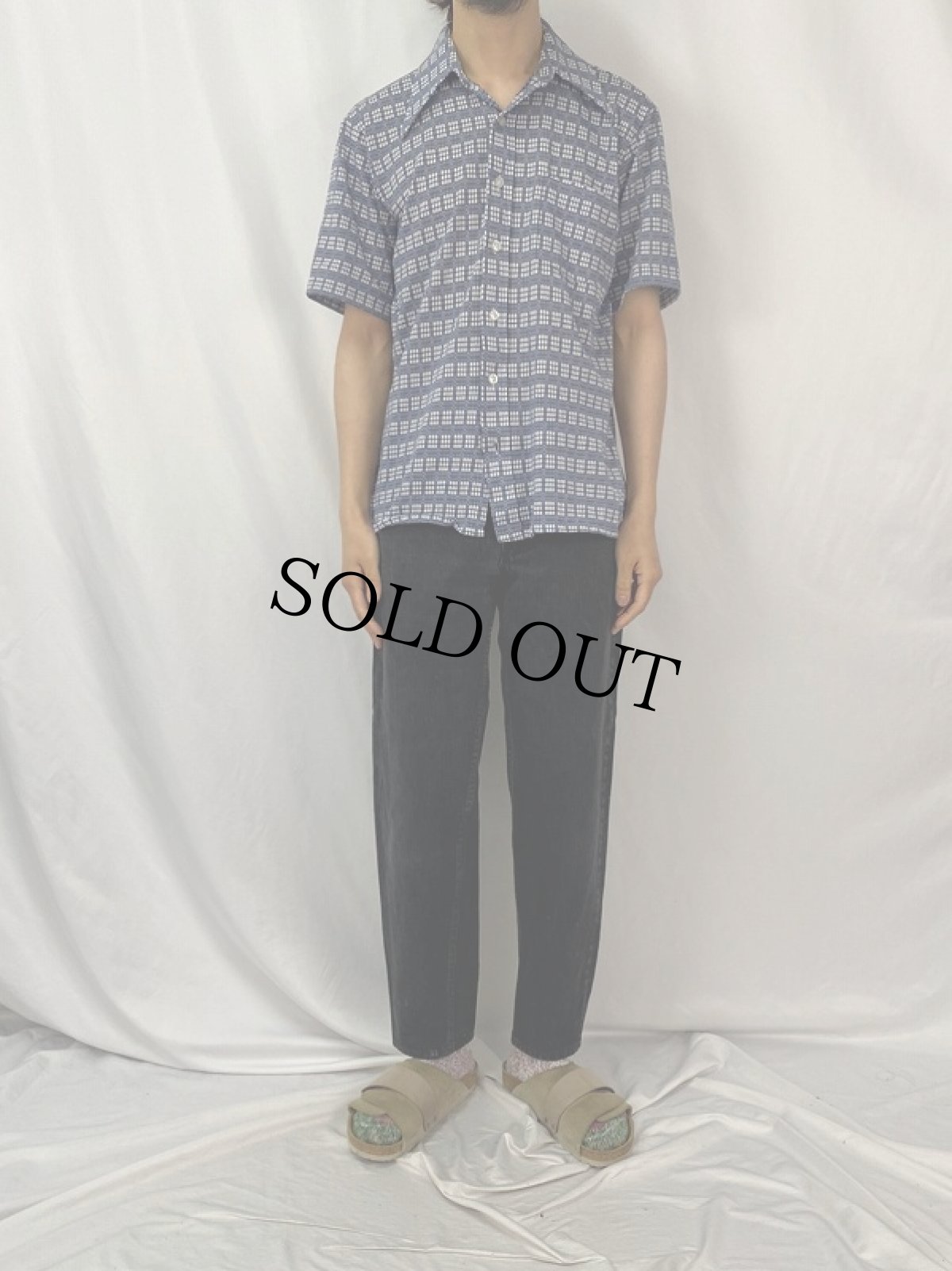 画像2: 70's JCPenny 柄織 ジャガードシャツ L (2)