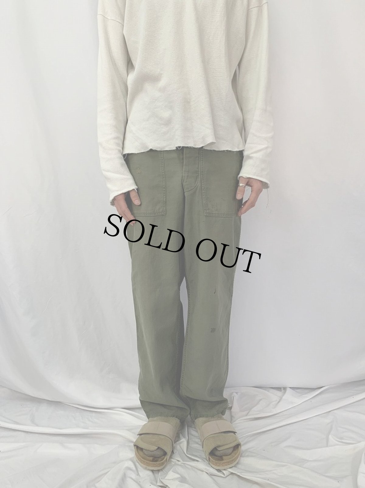 画像2: 50's U.S.ARMY "サイドアジャスタ付き" ベイカーパンツ SMALL (2)