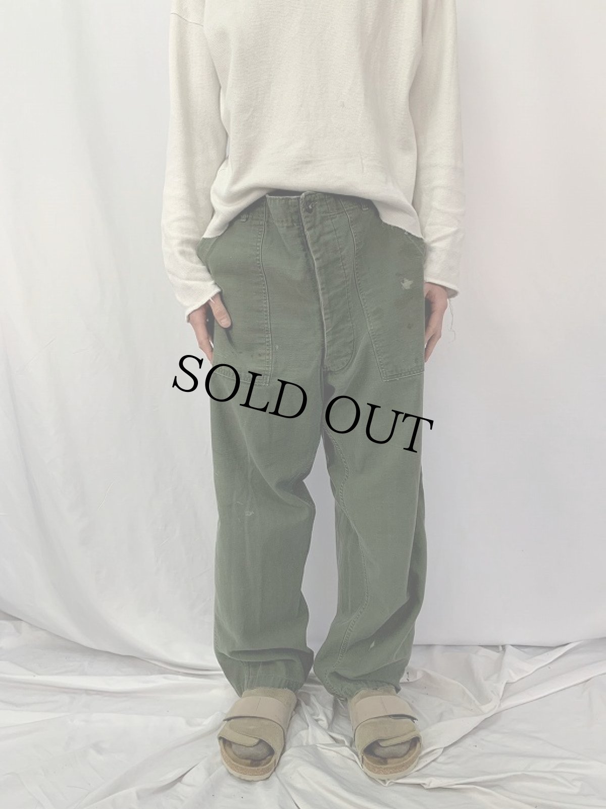 画像2: 50's U.S.ARMY "サイドアジャスタ付き" ベイカーパンツ LARGE (2)