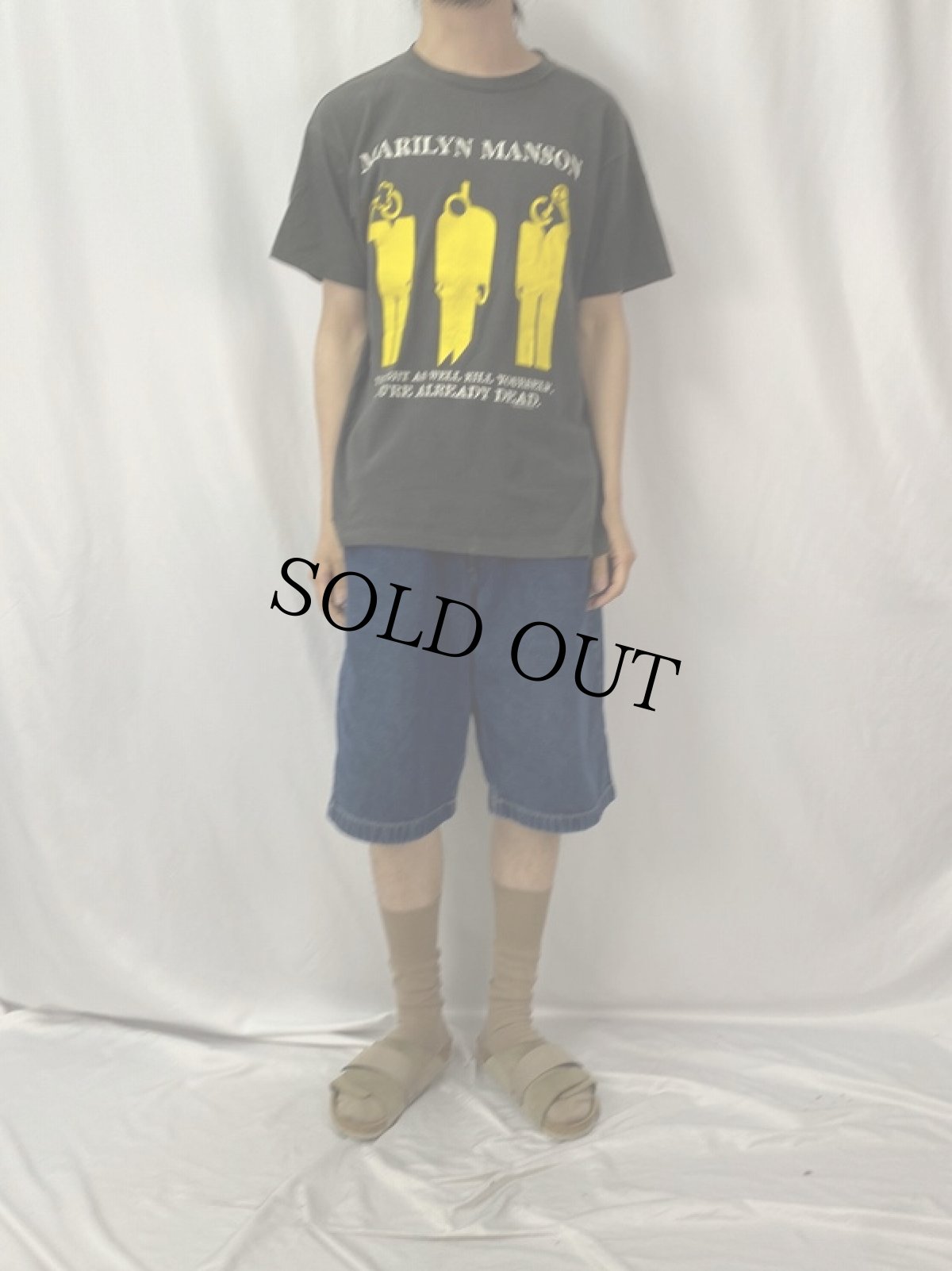 画像2: 90's MARILYN MANSON USA製 "YOU'RE ALREADY DEAD" ロックバンドプリントTシャツ BLACK L (2)