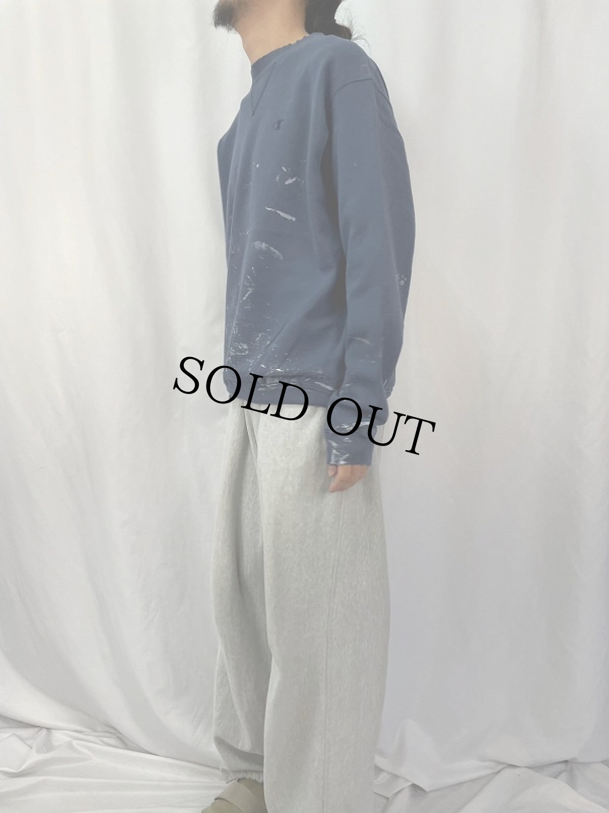 画像3: Champion 前V ペンキペイントスウェット NAVY M (3)