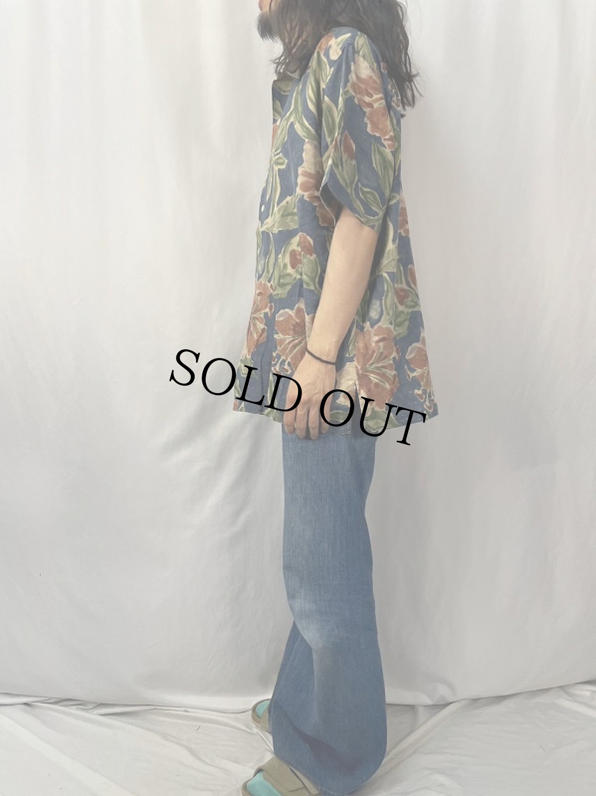 画像3: POLO Ralph Lauren "VINTAGE CAMP" ハイビスカス柄 コットンリネンアロハシャツ L (3)