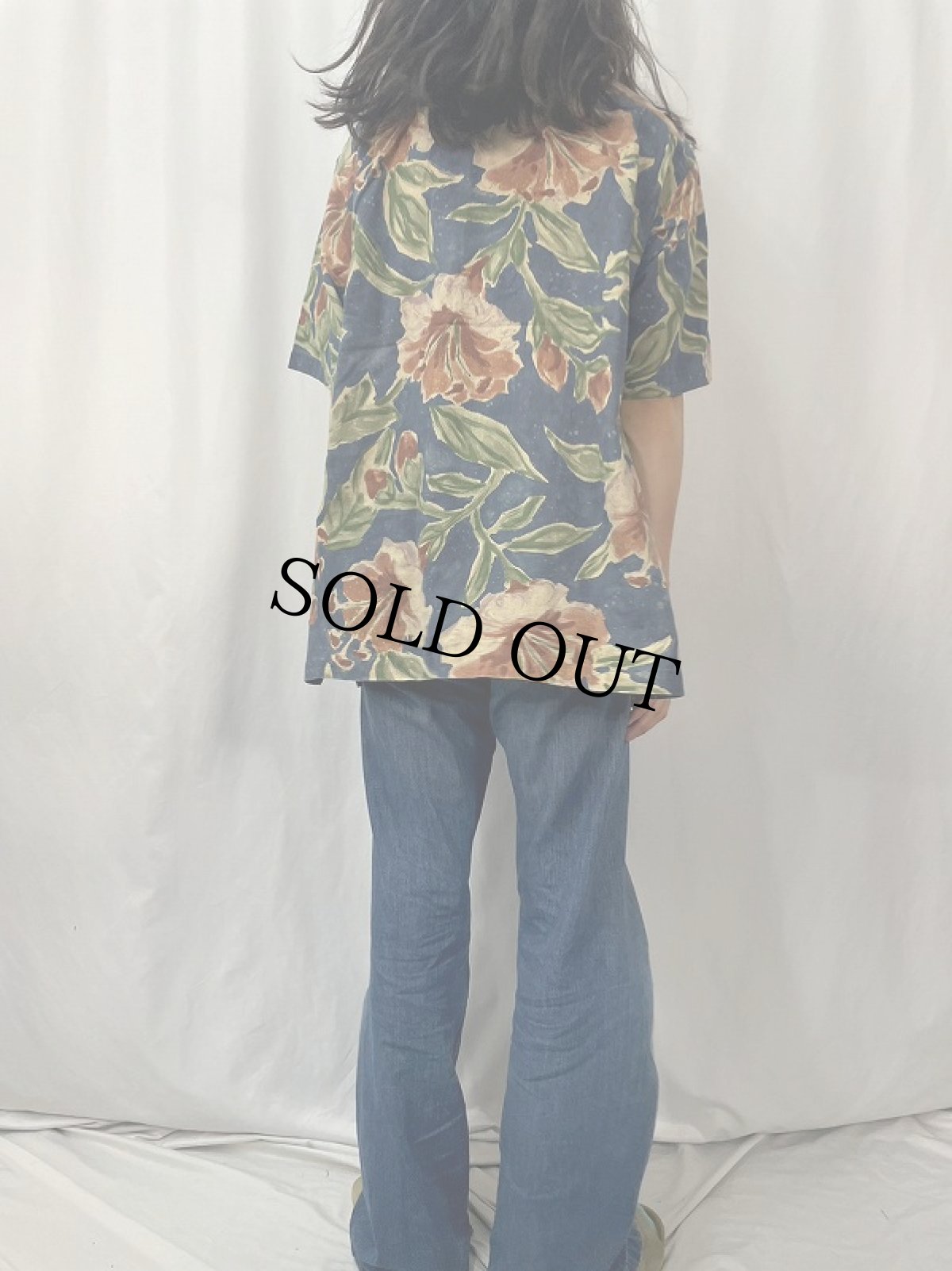 画像4: POLO Ralph Lauren "VINTAGE CAMP" ハイビスカス柄 コットンリネンアロハシャツ L (4)