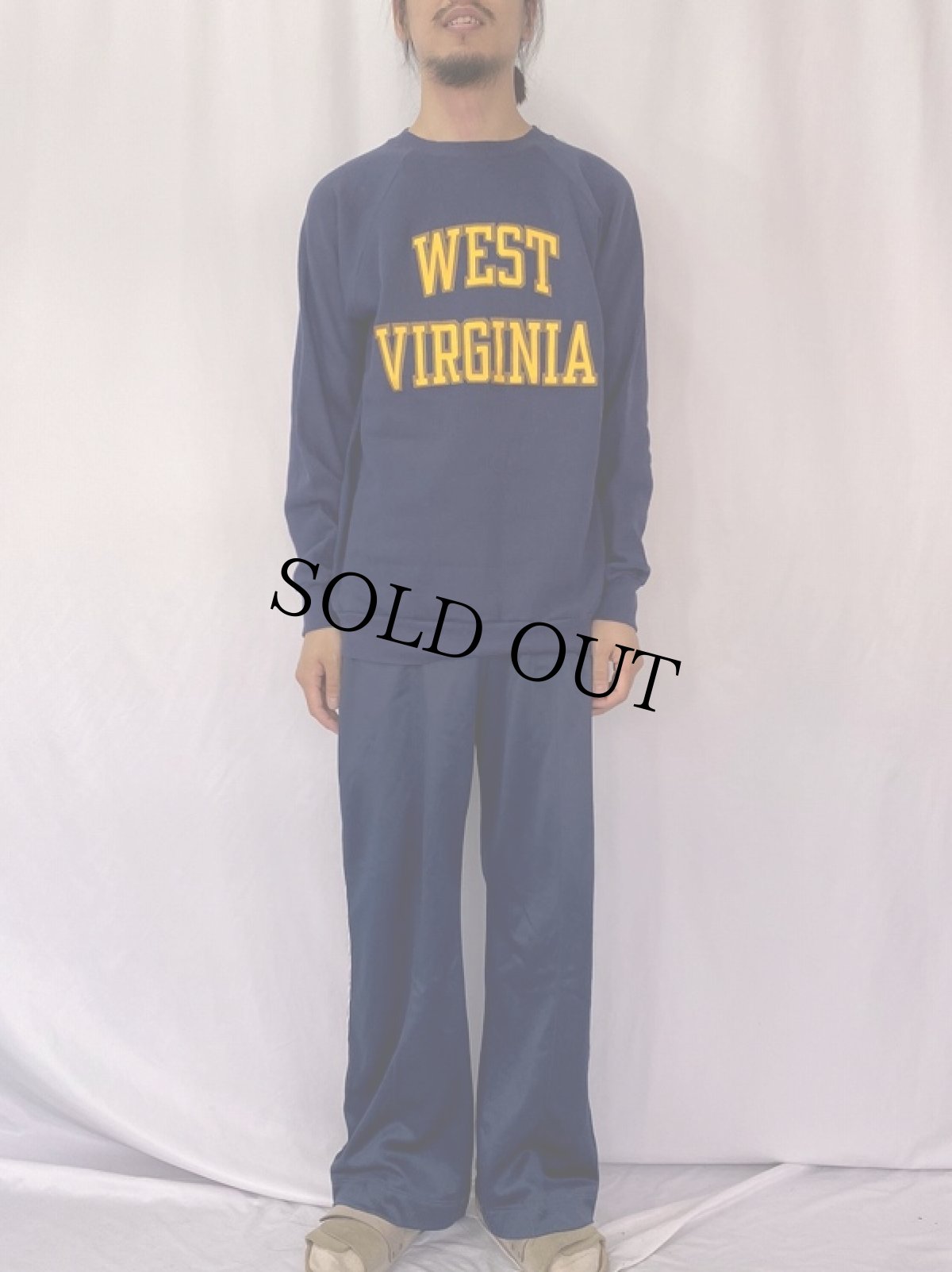 画像2: 80's Champion トリコタグ USA製 "WEST VIRGINIA" プリントスウェット NAVY XL (2)