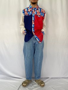 画像2: 【SALE】 70's USA製 "USA" 星条旗柄シャツ XL (2)