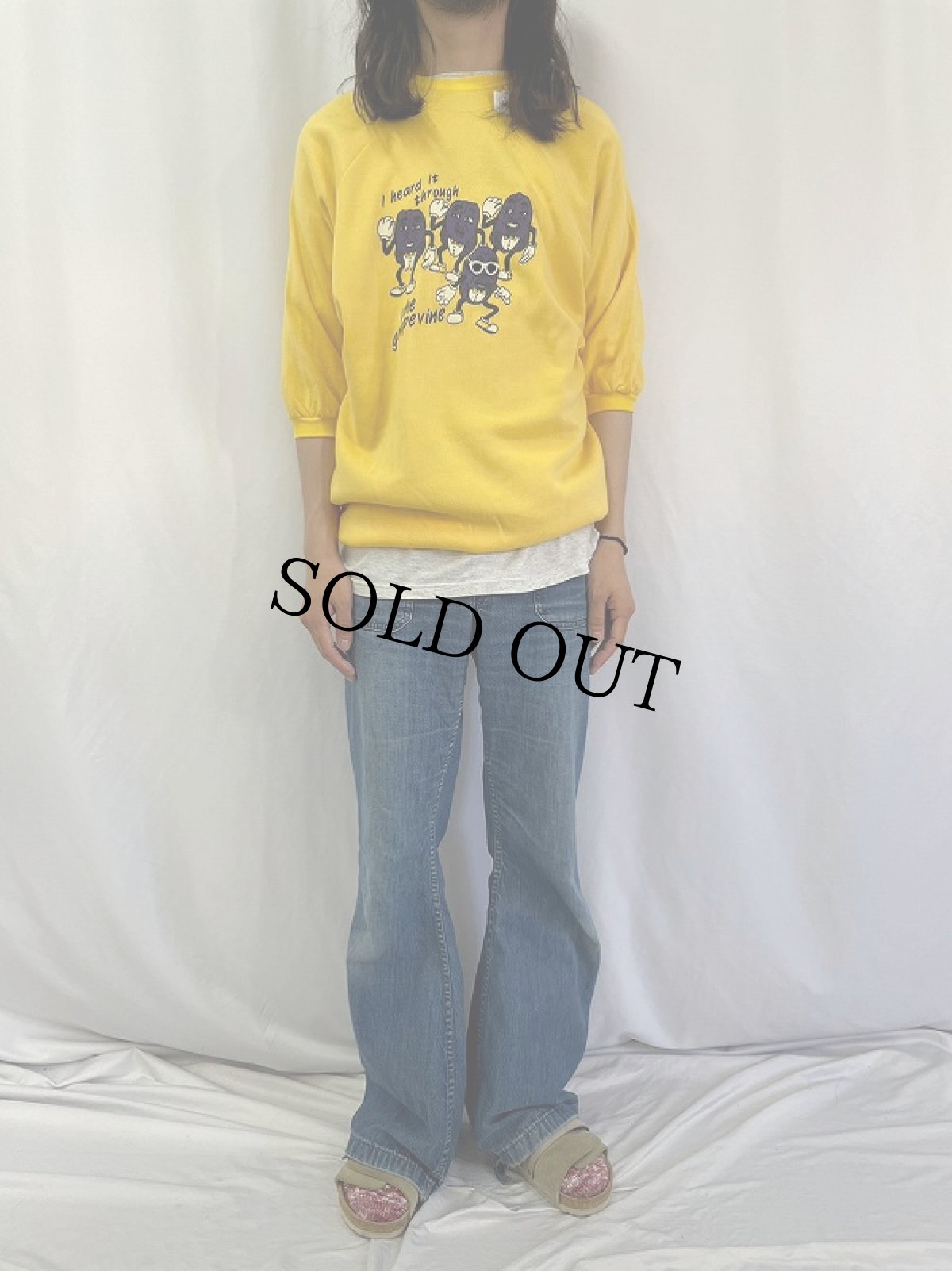 画像2: 80's The California Raisins USA製 レーズンマン ギミック付き キャラクタプリントスウェット L (2)