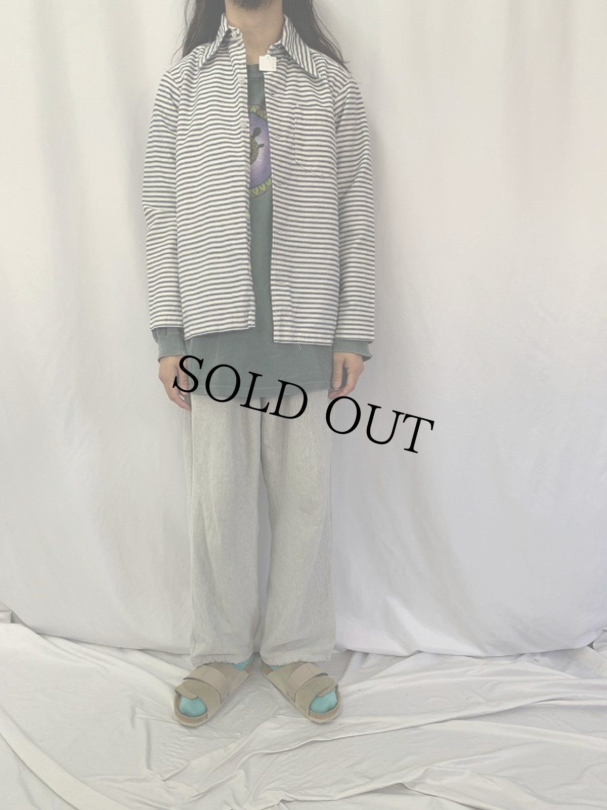 画像2: 70's ボーダー柄 ステンシル入り プリズナージャケット (2)