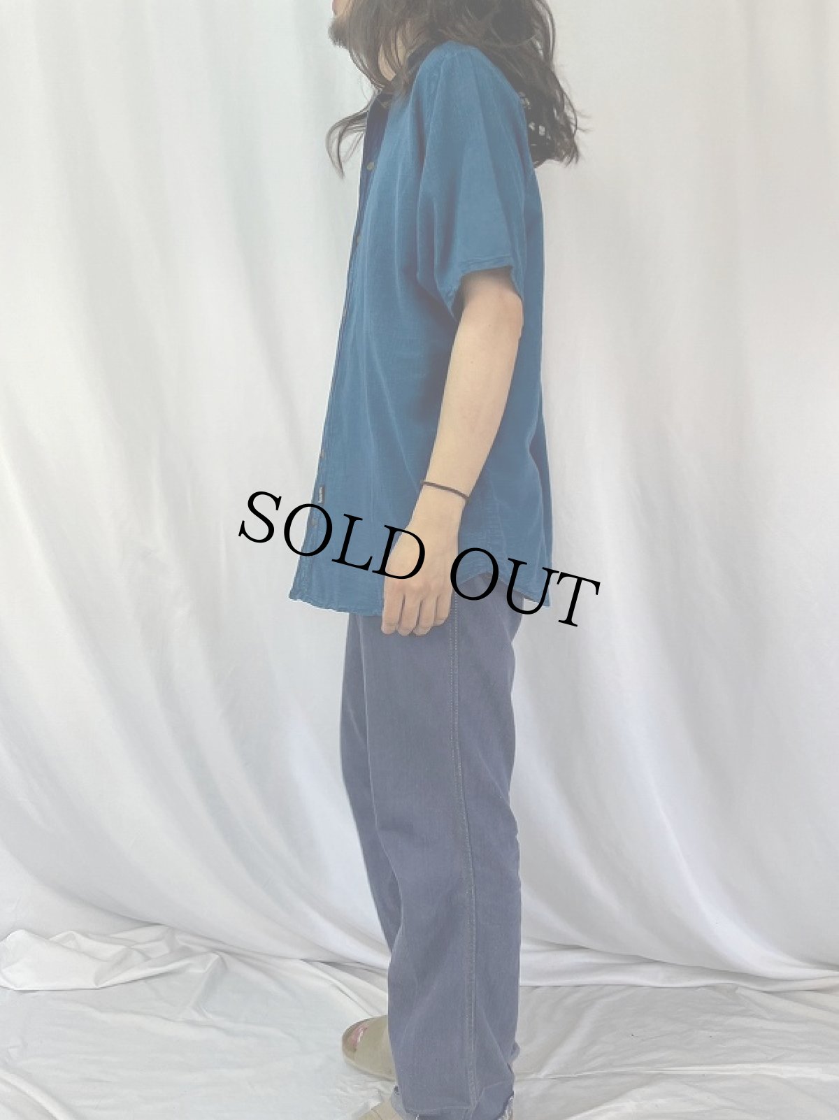 画像3: EZZE WEAR CANADA製 ノーカラーシャツ L (3)