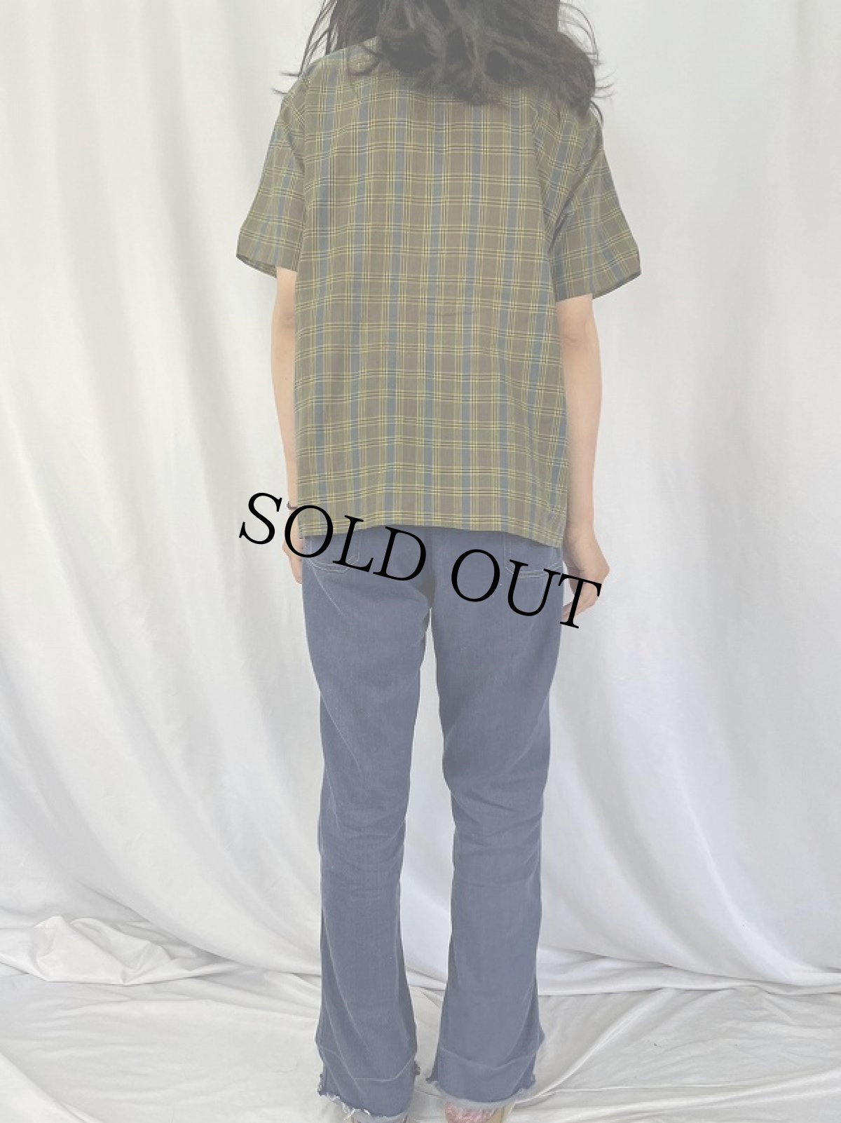 画像4: 70's Jayson USA製 チェック柄 ポリエステル×コットン オープンカラーシャツ L (4)