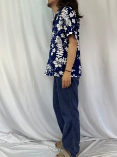 画像3: 70's Vi-Maikai HAWAII製 オールオーバーパターン コットンアロハシャツ NAVY (3)