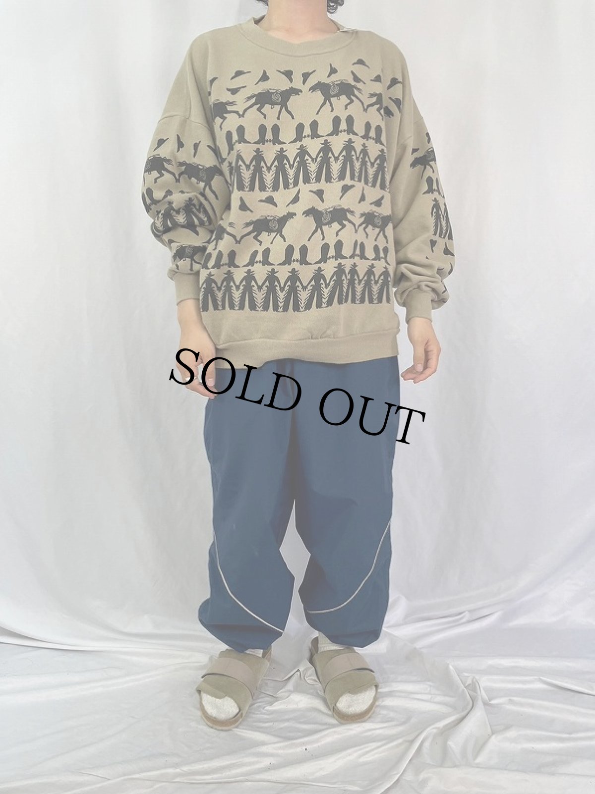 画像2: 2000's Michigan Rag Co. カウボーイ柄 プリントスウェット 2XL (2)