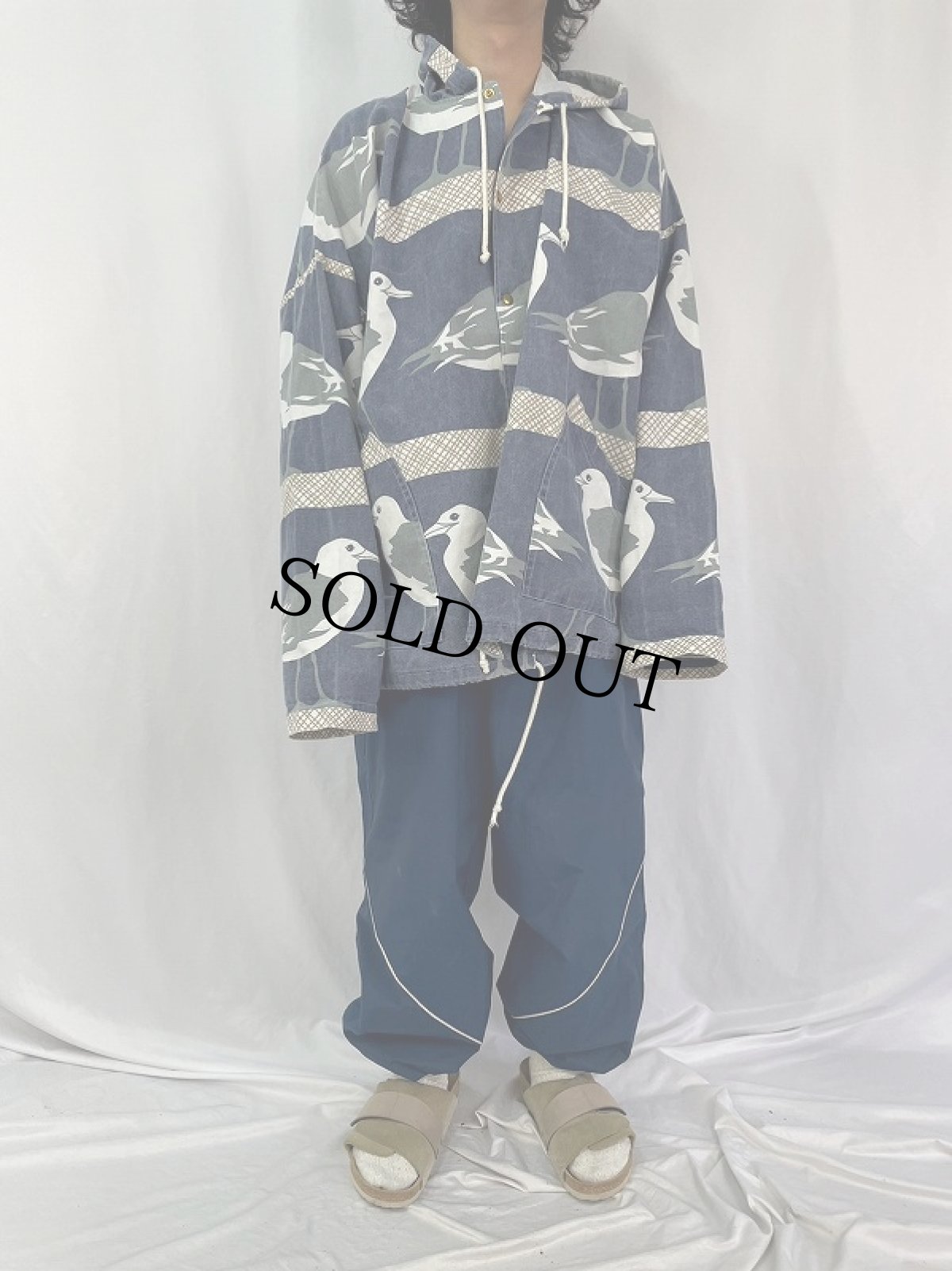 画像2: 80〜90's MICHIGAN RAG CO. USA製 カモメ柄 パーカー L/XL (2)