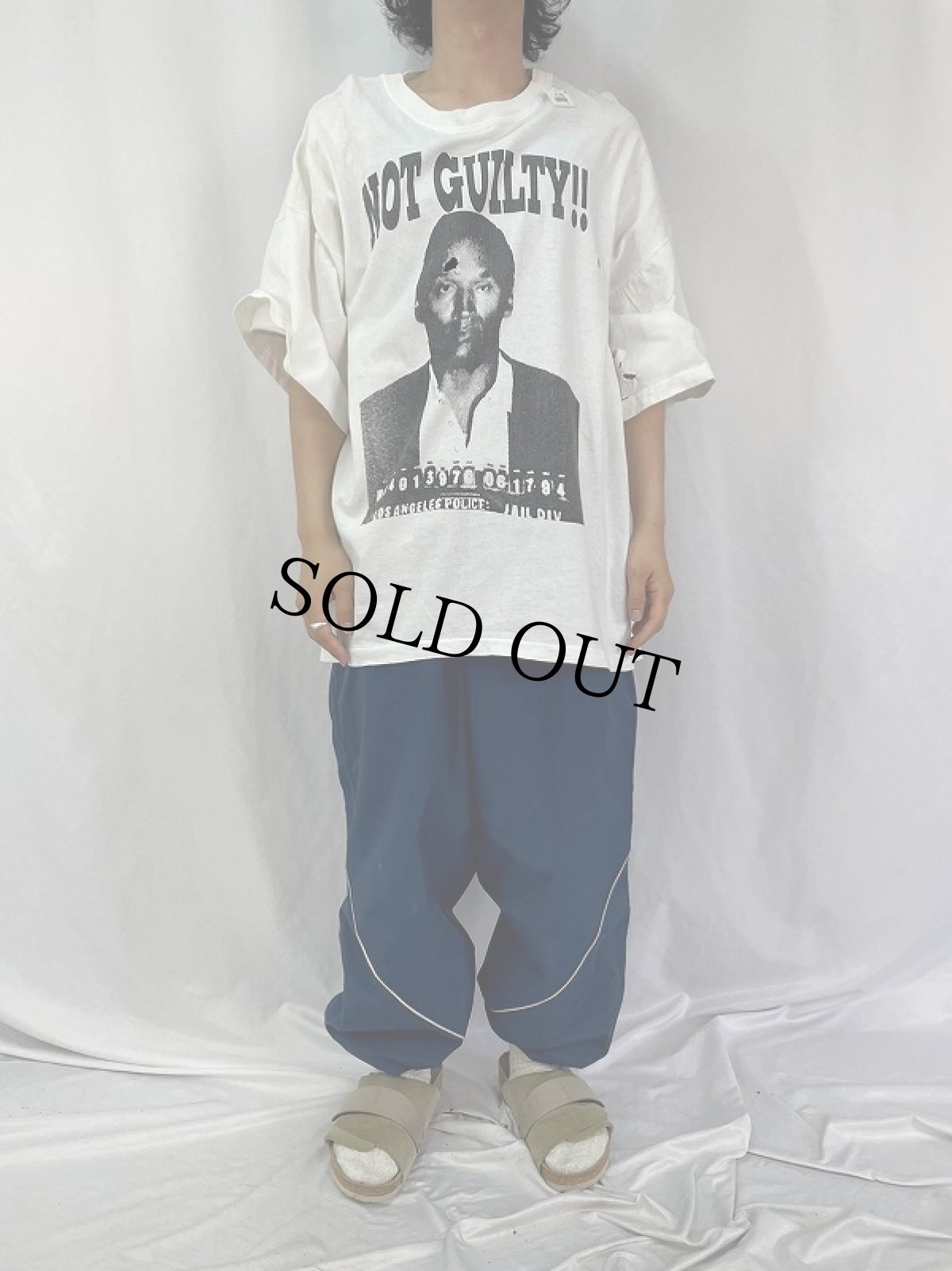画像2: 90's O.J. Simpson "NOT GUILTY!!" フットボール選手プリントTシャツ XXL (2)