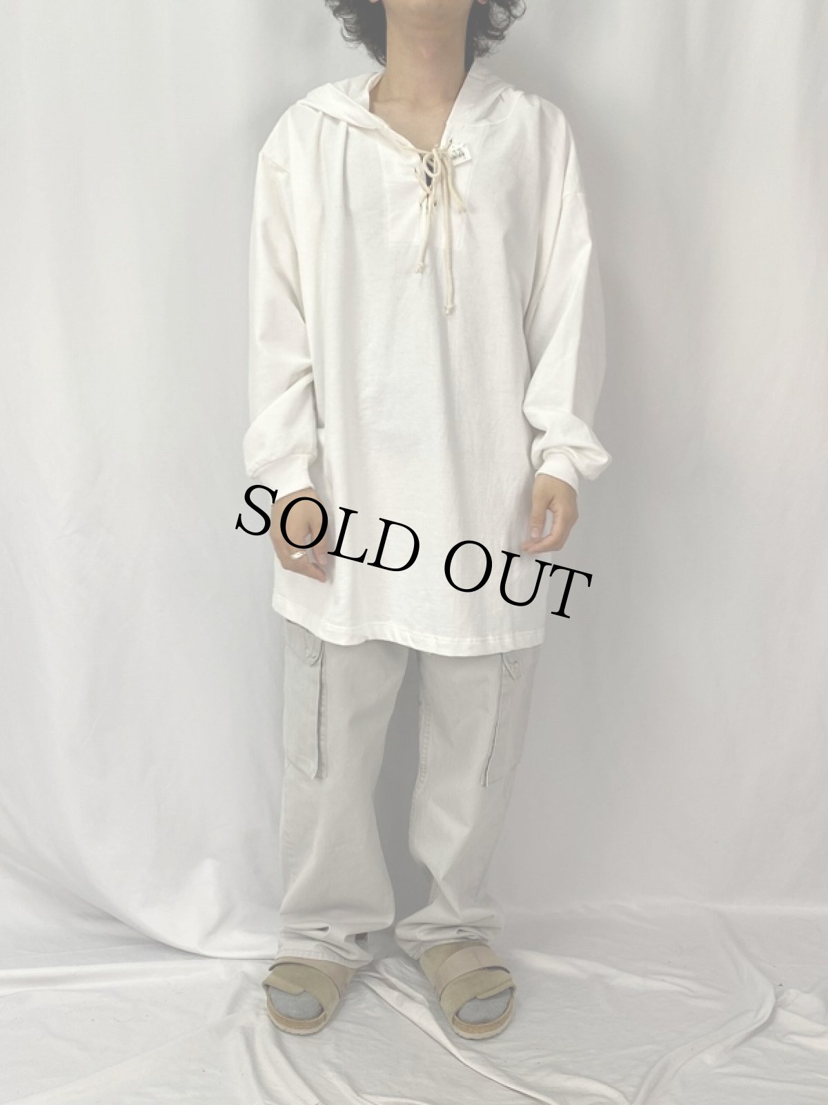 画像2: 90's USA製 レースアップフーディー  (2)