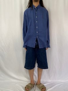 画像2: POLO Ralph Lauren リネン ボタンダウンシャツ XL (2)