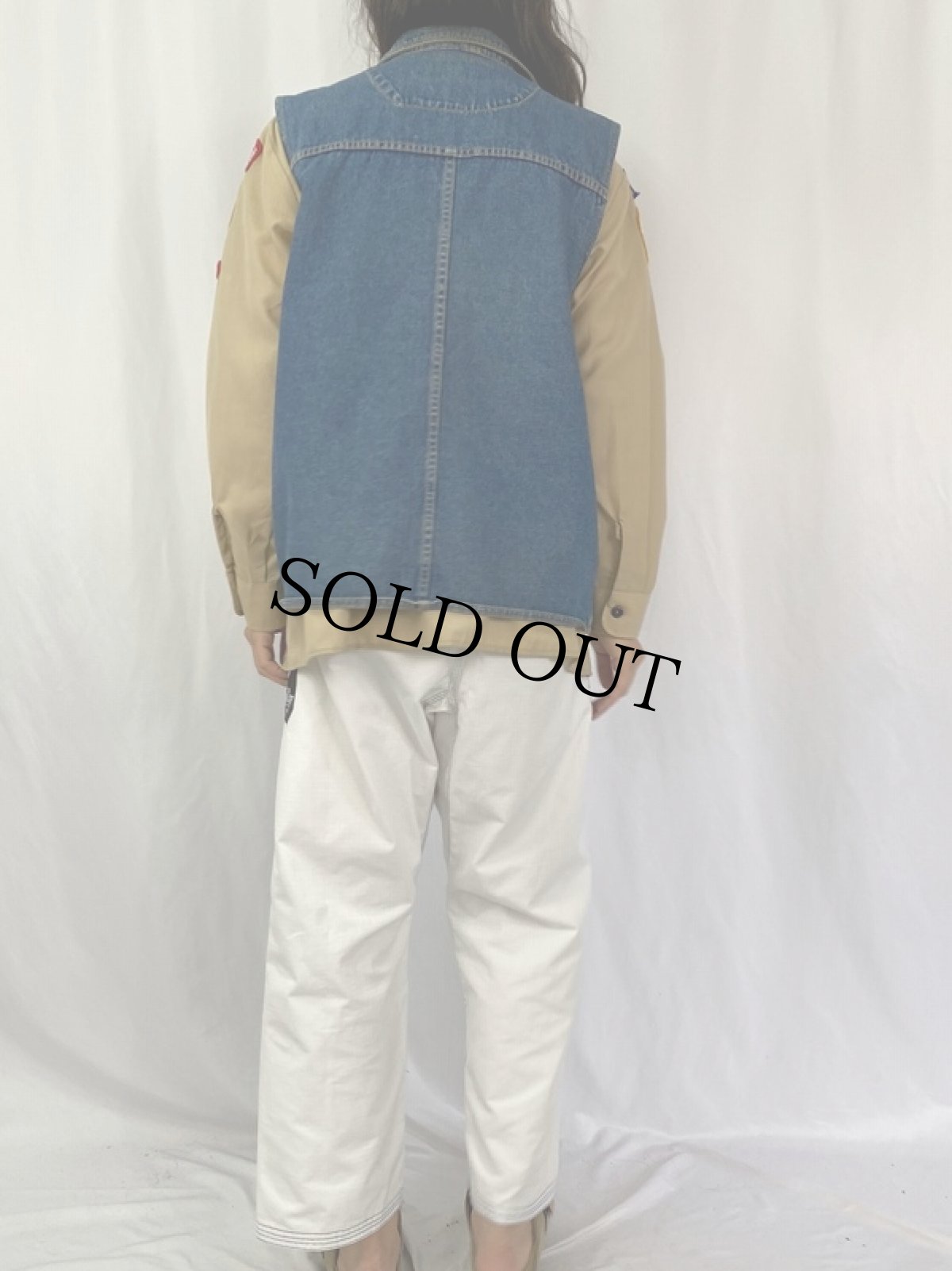 画像4: 90's〜 Vision Sports Gear ロゴ刺繍 デニムベスト (4)