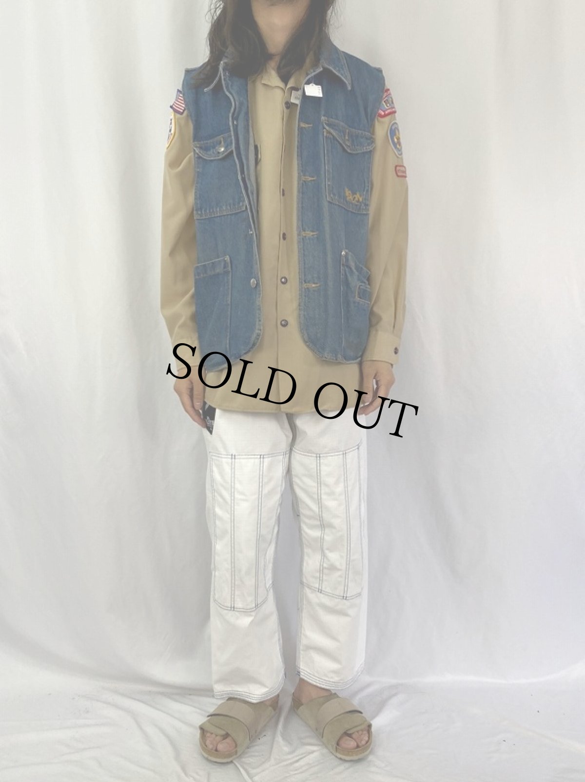 画像2: 90's〜 Vision Sports Gear ロゴ刺繍 デニムベスト (2)